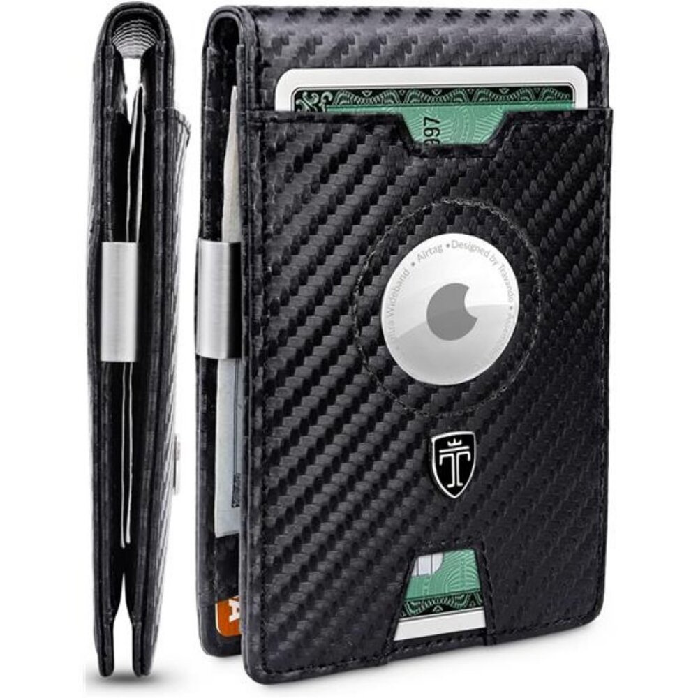 Mens Wallet with Money Clip Air Tag Wallet Card Holder RFID Blocking